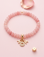 Pulsera Acero Dorado con Piedra Natural Ágata Rosa Stretch
