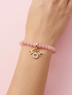 Pulsera Acero Dorado con Piedra Natural Ágata Rosa Stretch