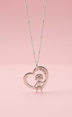 Collar Plata 950 con Dije Niño en Corazón Personalizado 45cm