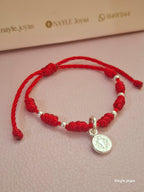 Pulsera 7 Nudos Plata 950 con Dije San Benito Protector Regulable