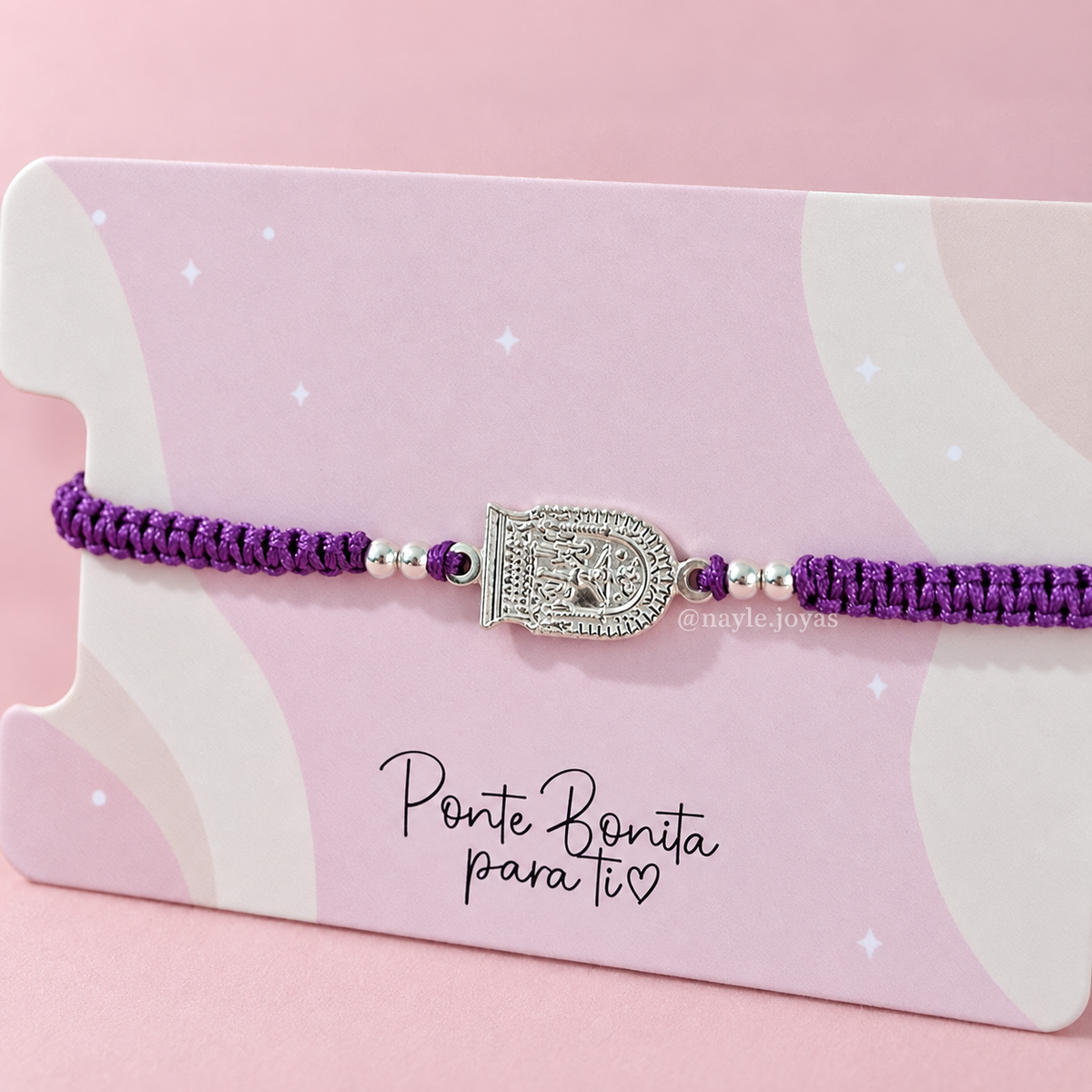 Pulsera del Señor de los Milagros Tejida en Algodón con Dije de Plata 950