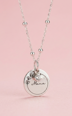 Collar Plata 950 Personalizado con Dije Redondo 45cm